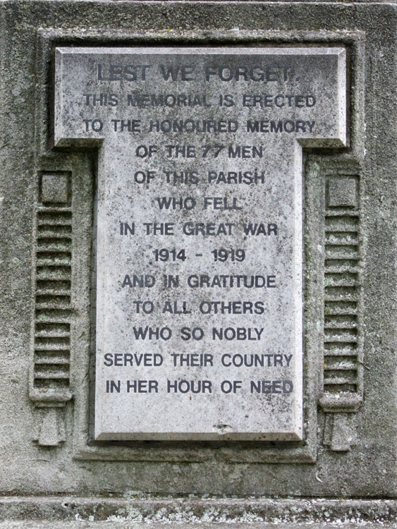 The Dedication on the War Memorial for Acomb (York)