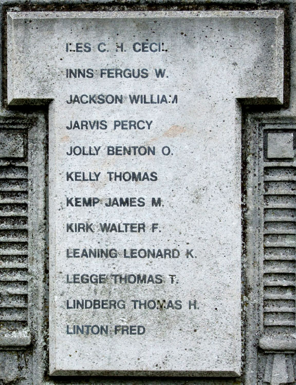 Percy Jarvis' Name on the War Memorial for Acomb (York)