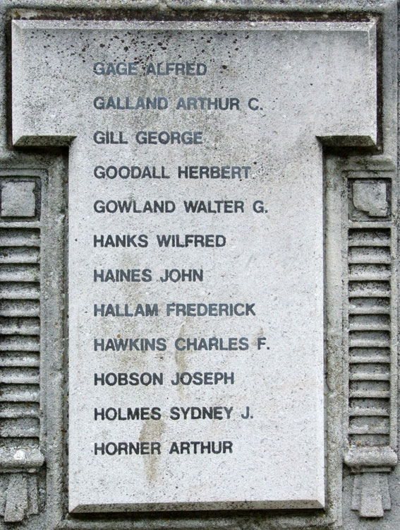 Herbert Goodall's Name on the War Memorial for Acomb (York)