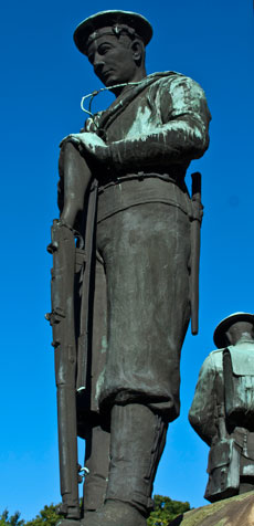 The figures on the base of the Alnwick War Memorial