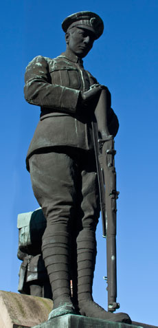 The figures on the base of the Alnwick War Memorial