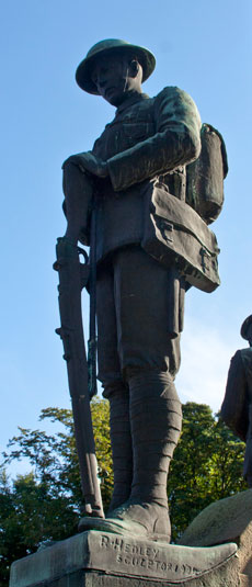 The figures on the base of the Alnwick War Memorial