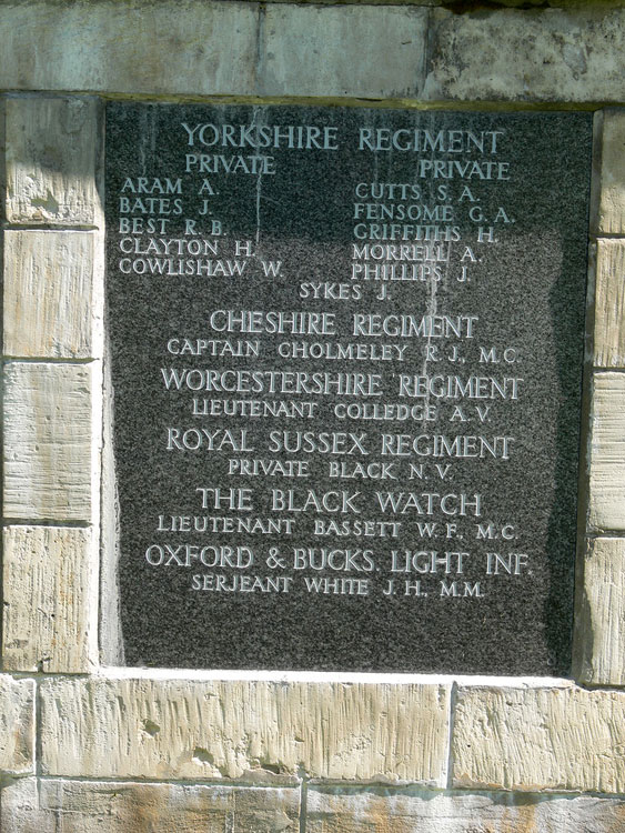 Yorkshire Regiment Names (2) on the Archangel Memorial.