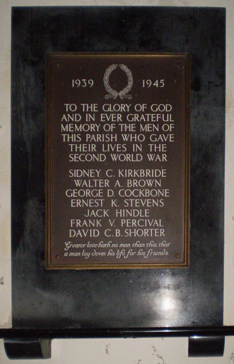 The Second World War Memorial in St. Oswald's Church, Askrigg.