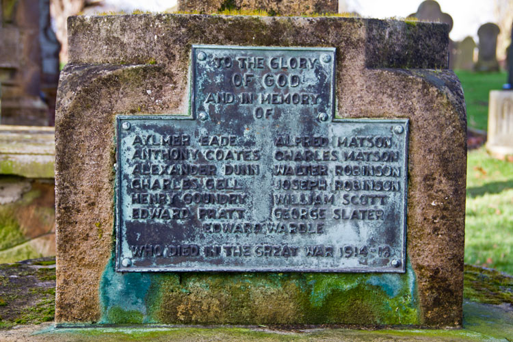 Lieutenant Eade's Name on the War Memorial for Aycliffe Village (Co. Durham)