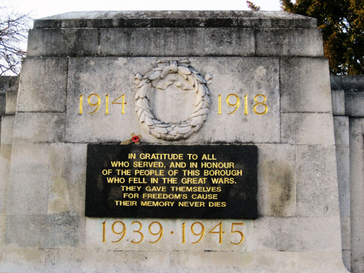 The Dedication on the War Memorial for Barking (Essex)