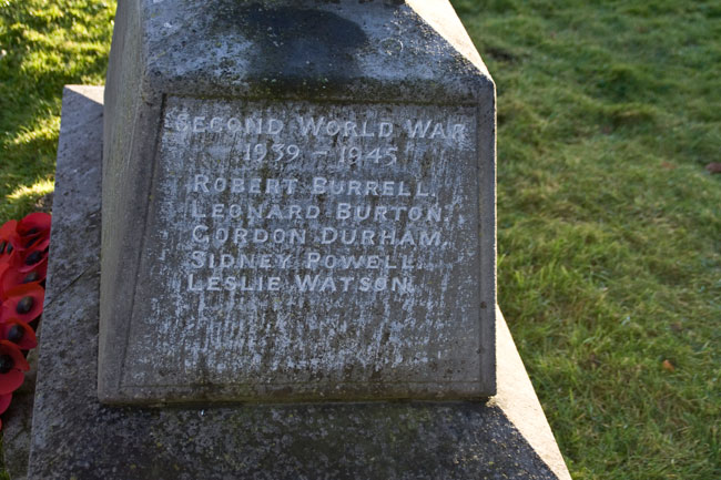 The Second World War Names on the War Memorial outside St. Michael's Church, Barningham