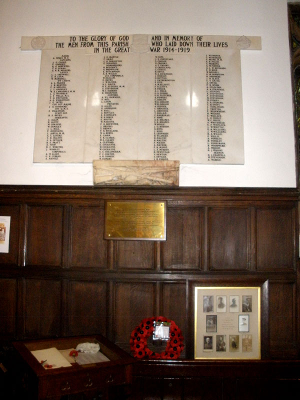 The War Memorial and Roll of Honour in St.Leodegarius' Church,Basford (Nottingham) 