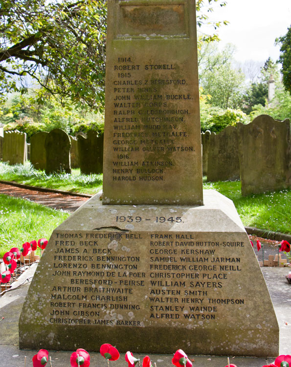 First World War Commemorations, 1914 -1916 (1) and Second World War Commemorations on the Bedale War Memorial