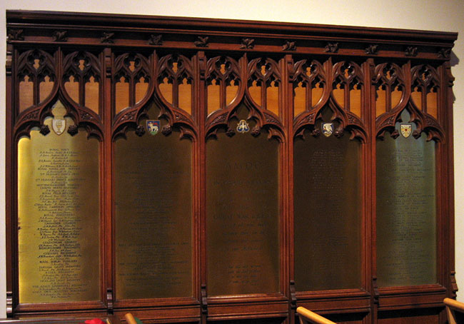 The War Memorial in St. John the Baptist Church, Beeston (Notts)