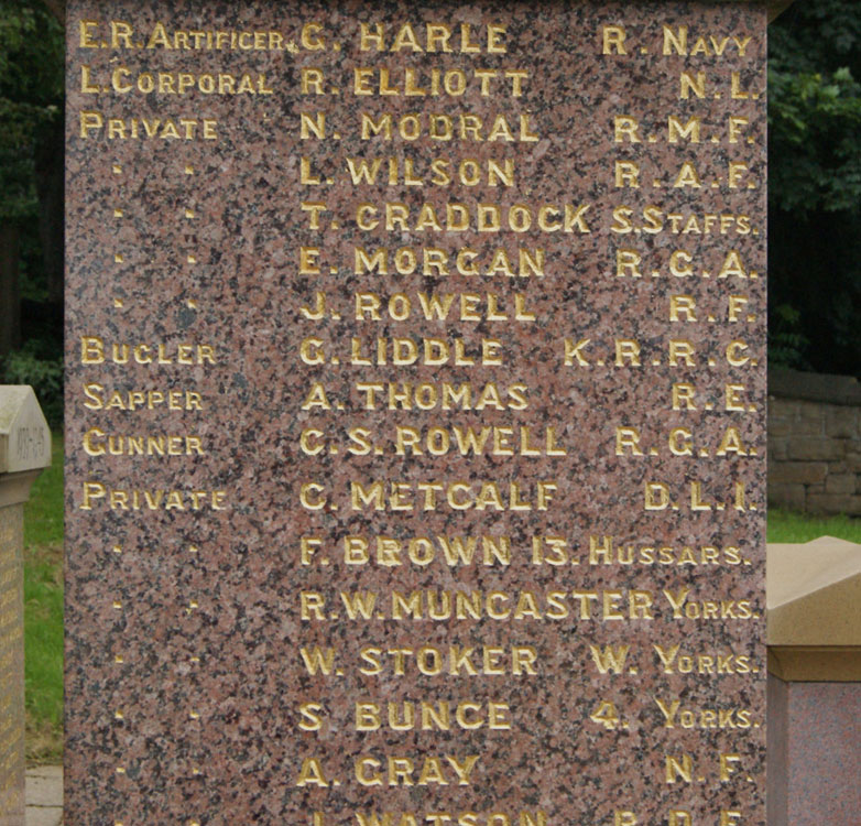 Yorkshire Regiment Names on the The Belmont War Memorial (2)