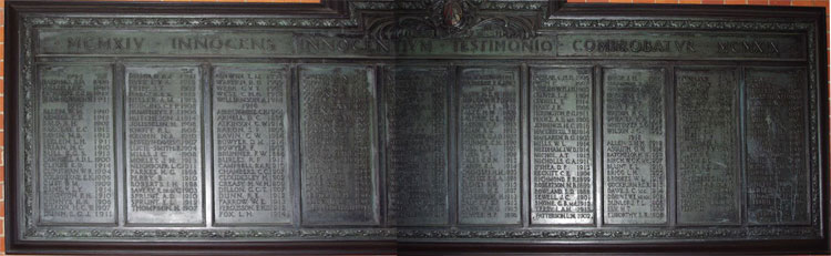 Panels 1 to 10 of the Berkhamsted School War Memorial