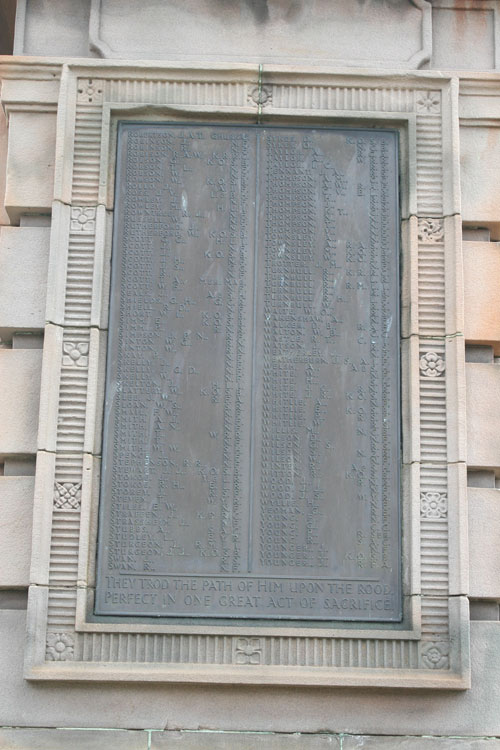 Names "R" - "Y" on the Berwick-upon-Tweed War Memorial