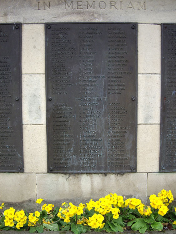 First World War Commemorations "M" - "W" on the Billingham War Memorial