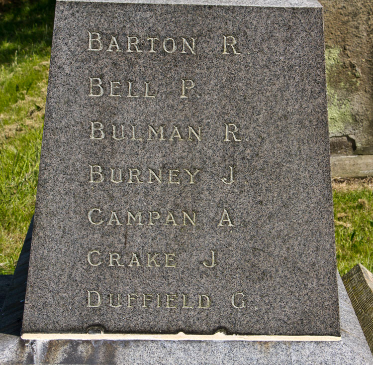 Corporal Bulman's Name on the Bishop Middleham War Memorial