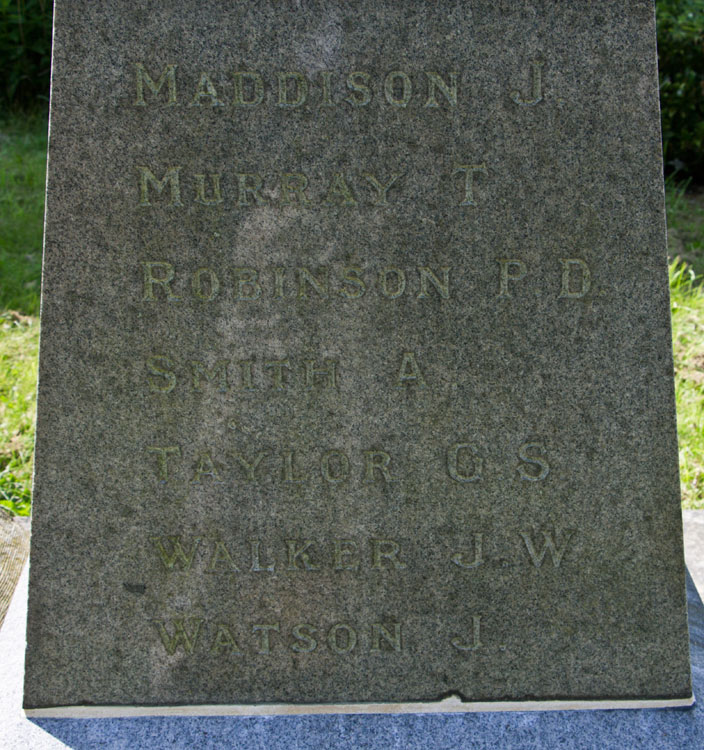 Names "M" - "W" on the Bishop Middleham War Memorial