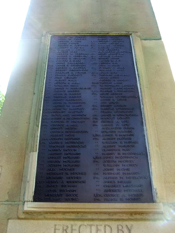 Names "F" - "M" on the War Memorial, - Blackley (Manchester)