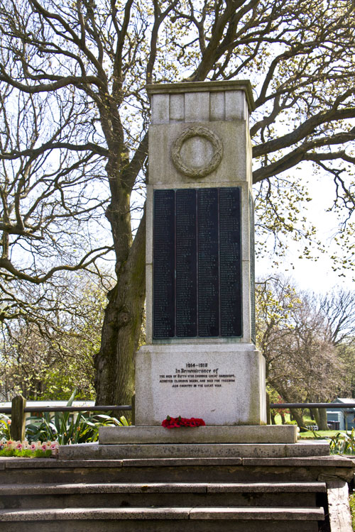 The First World War Memorial for Blyth in Ridley Park, Blyth