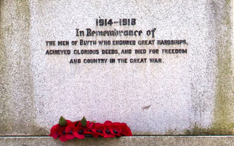 The Dedication on Blyth's First World War Memorial