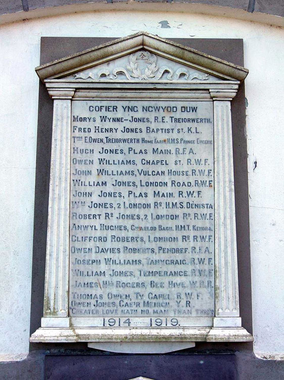 The War Memorial for Bodedern (Anglesey)