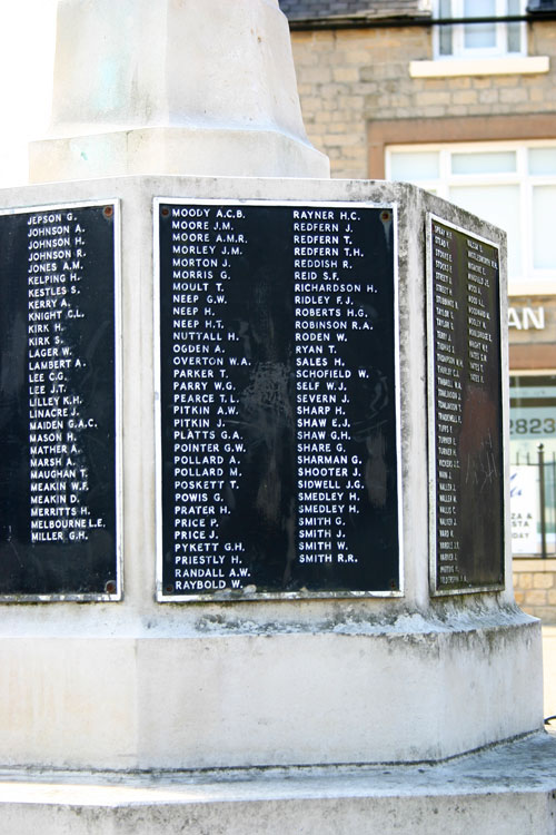 Private Overton's Name on the Bolsover and Hillstown War Memorial