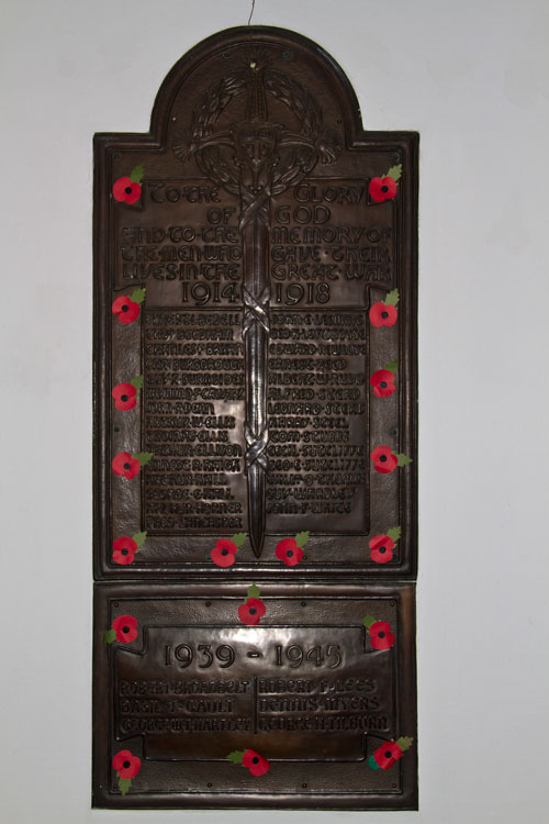 The War Memorial in St. James' Church, Boroughbridge.