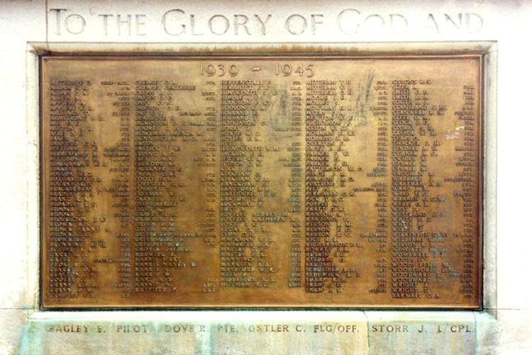 Second World War Names on the Boston (Lincs) War Memorial 