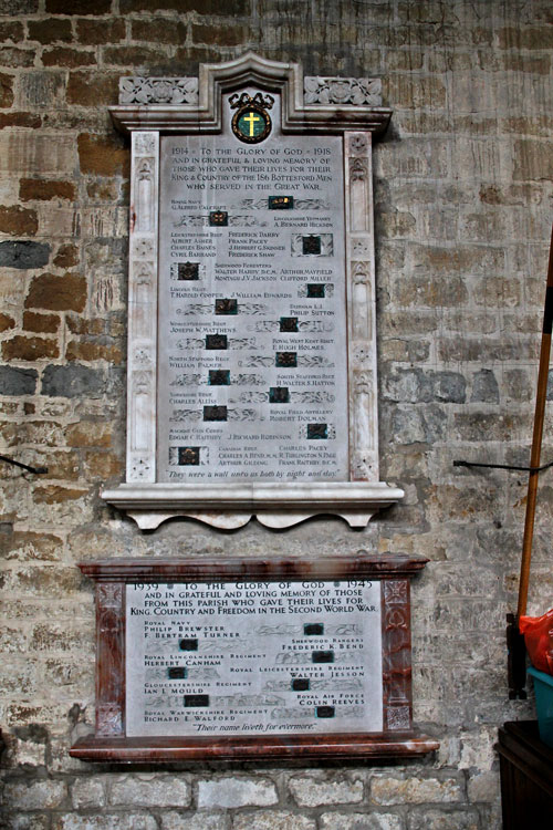 The War Memorial in the Church of St. Mary the Virgin, Bottesford (Leics)