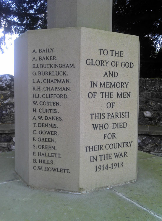 The First World War Commemorations (B - H) on the Boxley War Memorial