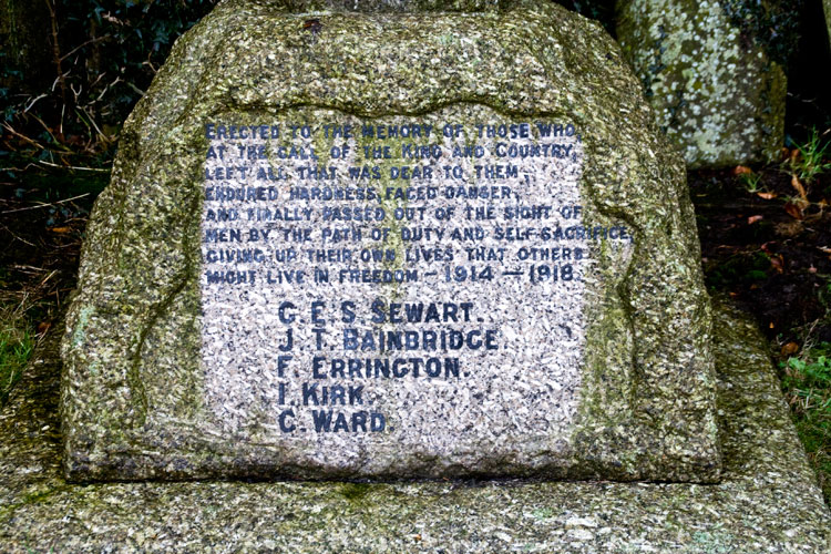 The War Memorial outside St. Mary's Church, Brignall (Photo : Edward Nicholl)