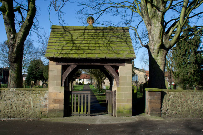 The War Memorial for Brompton (Near Northallerton), - the Lych gate to St. Thomas' Church