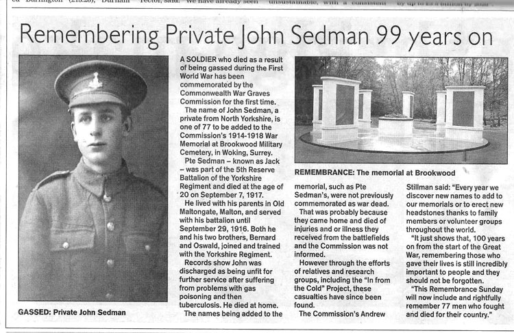 Private John Wilson Sedman. 2677