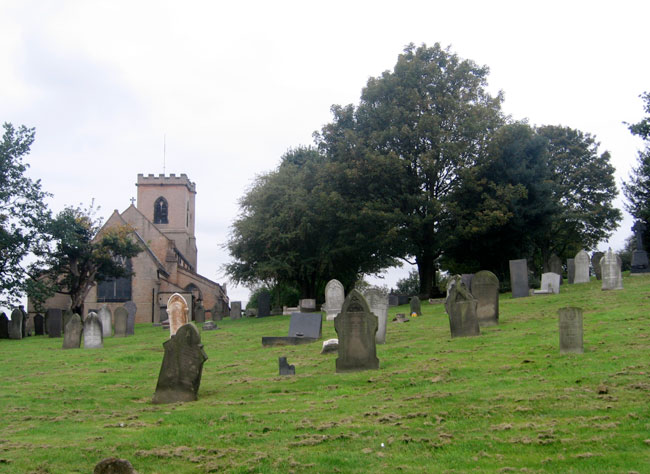 St. Mary's Churchyard, Bulwell (Notts), - Private Hames' grave is on the right.