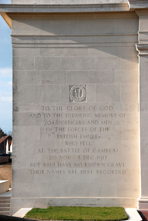 The Dedication on the Cambrai Memorial