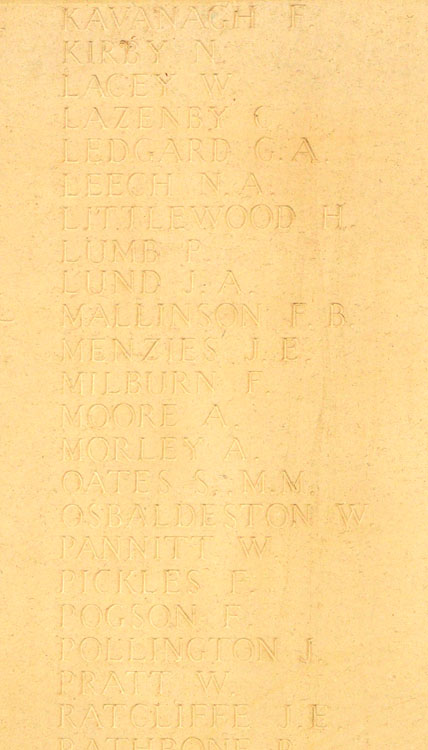 Yorkshire Regiment Names on the Cambrai Memorial (3).