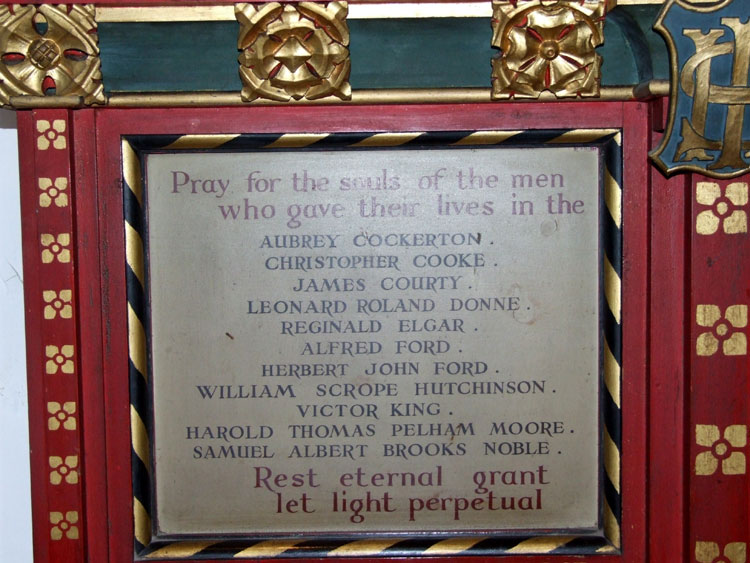 The Left Hand Panel of the Memorial in the Church of St. Mary the Less, Cambridge.