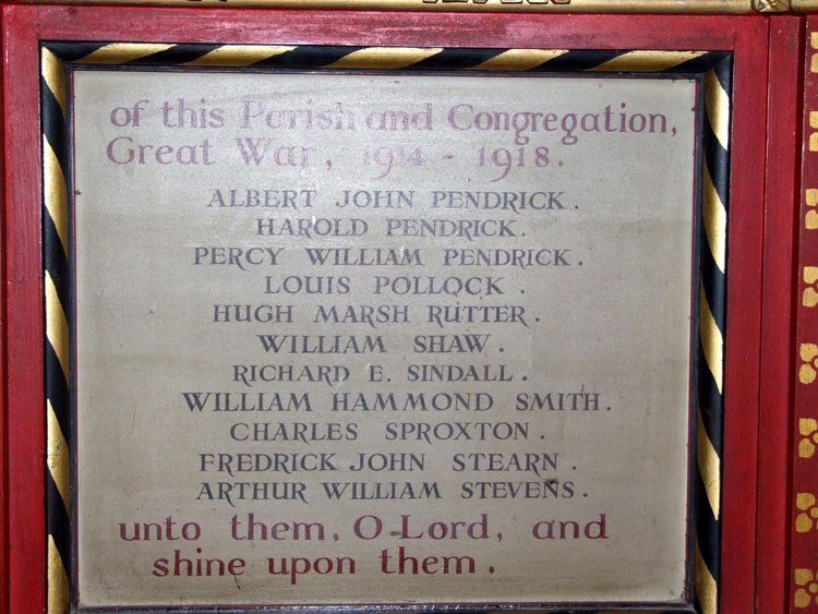 The Right Hand Panel of the Memorial in the Church of St. Mary the Less, Cambridge (includes Captain Sproxton's name). The Left Hand Panel of the Memorial in the Church of St. Mary the Less, Cambridge.