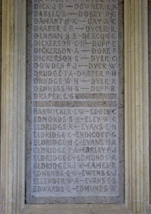 Lance Corporal Earwicker's Name on the County Memorial