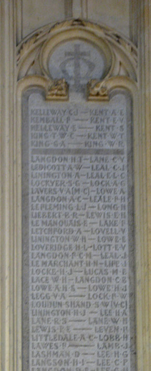 Private Kent's and Major Loudon-Shand's Names on the County Memorial