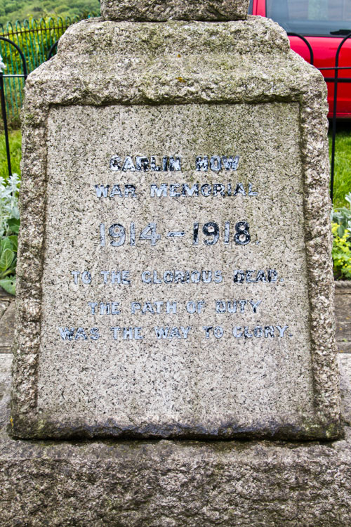 The Dedication on the Carlin How War Memorial