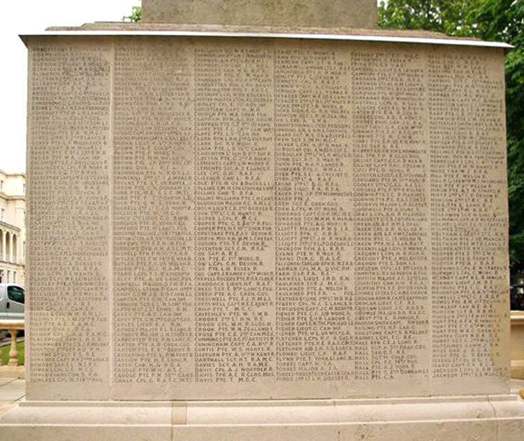 The Names on the Men of Cheltenham War Memorial, "A" - "J" (Regiments other than the Gloucester Regiment)