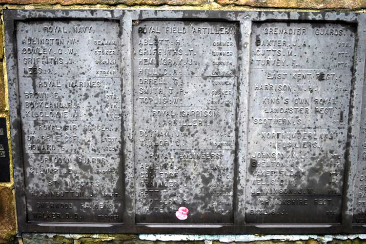 Serjeant J Pettit's Name on the Clay Cross Memorial