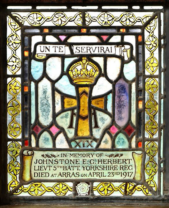 The War Memorial Window in the Chapel of Clayesmore School, Iwerne Minster (Dorset) dedicated to Lieutenant Herbert