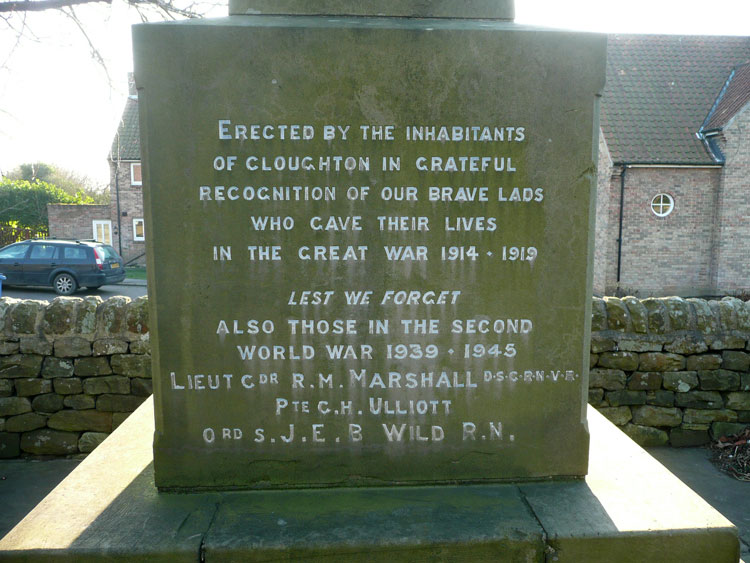 The Dedication of the Cloughton War Memorial