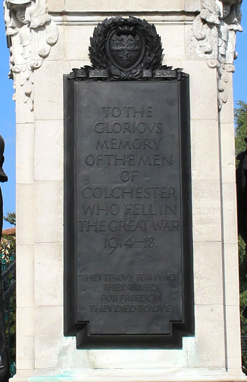 The Dedication on the War Memorial for Colchester