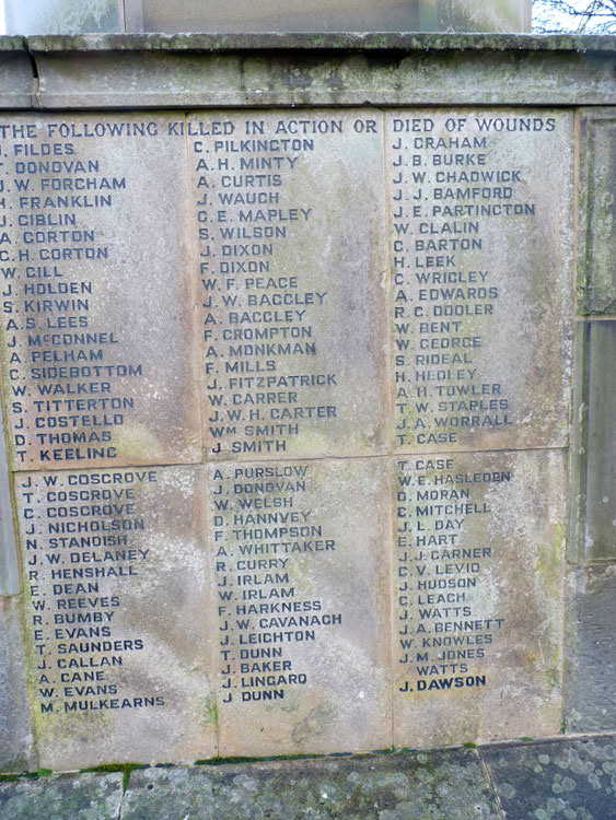 Lieutenant Gorton's Name on the War Memorial for Collyhurst (Manchester)