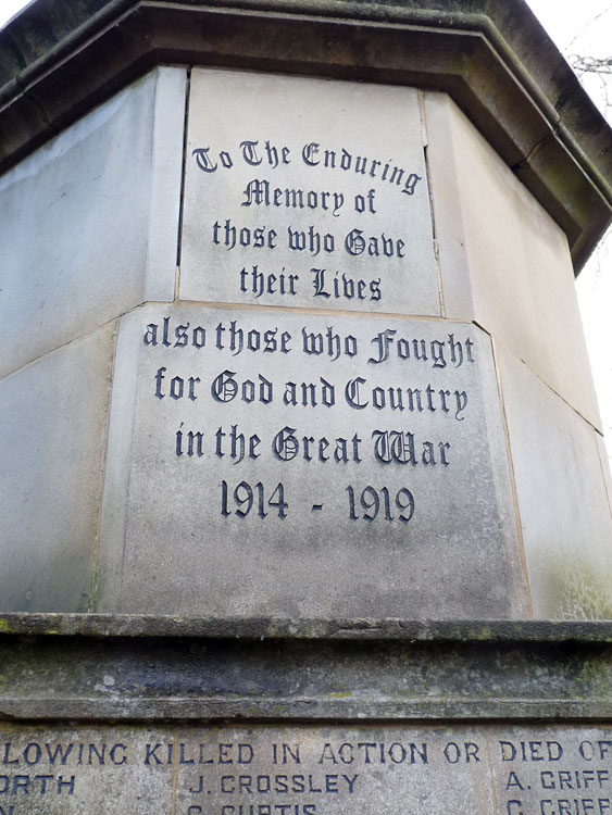 The Dedication on the War Memorial for Collyhurst (Manchester)