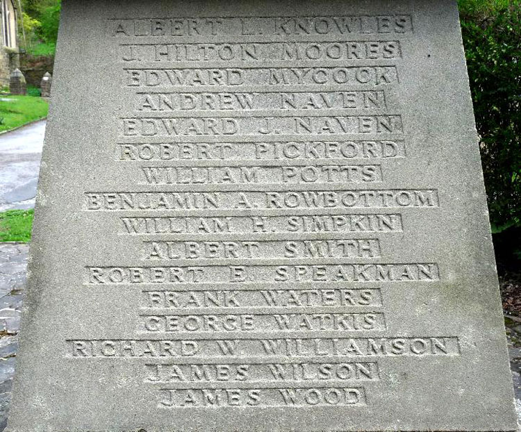 Albert Smith's Name on the Compstall Memorial