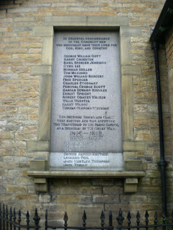 The War Memorial Tablet on Cononley's Institute