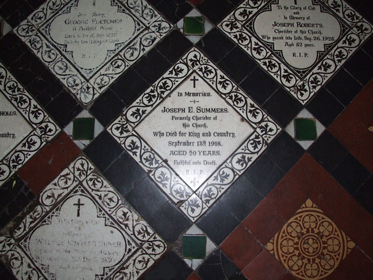 The Memorial in Christ Church, Coseley, to Private Jospeh Summers